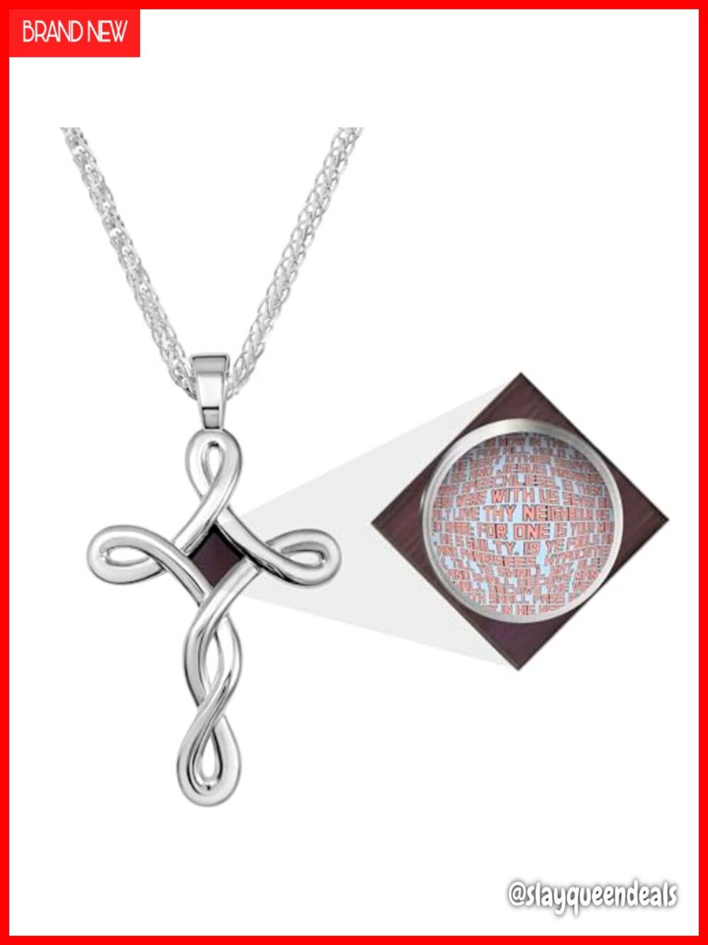 Sterling Silver Infinity Cross Necklace Nano Bible Christian Pendant 18in